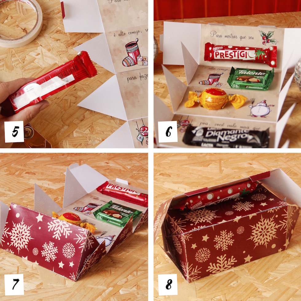 DIY: caixa de bombons com mensagem para presente de Natal - laí  por Laína Laine