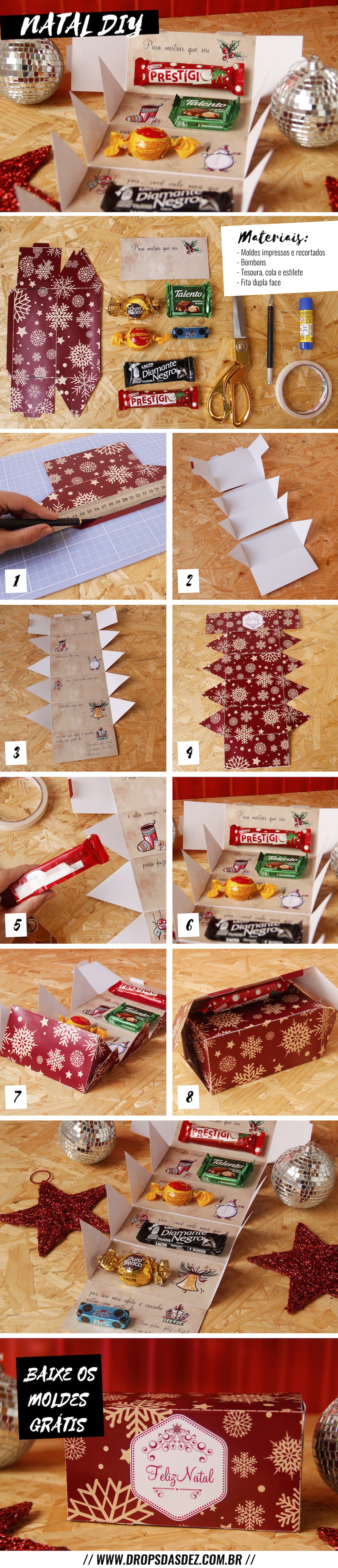 DIY: caixa de bombons com mensagem para presente de Natal