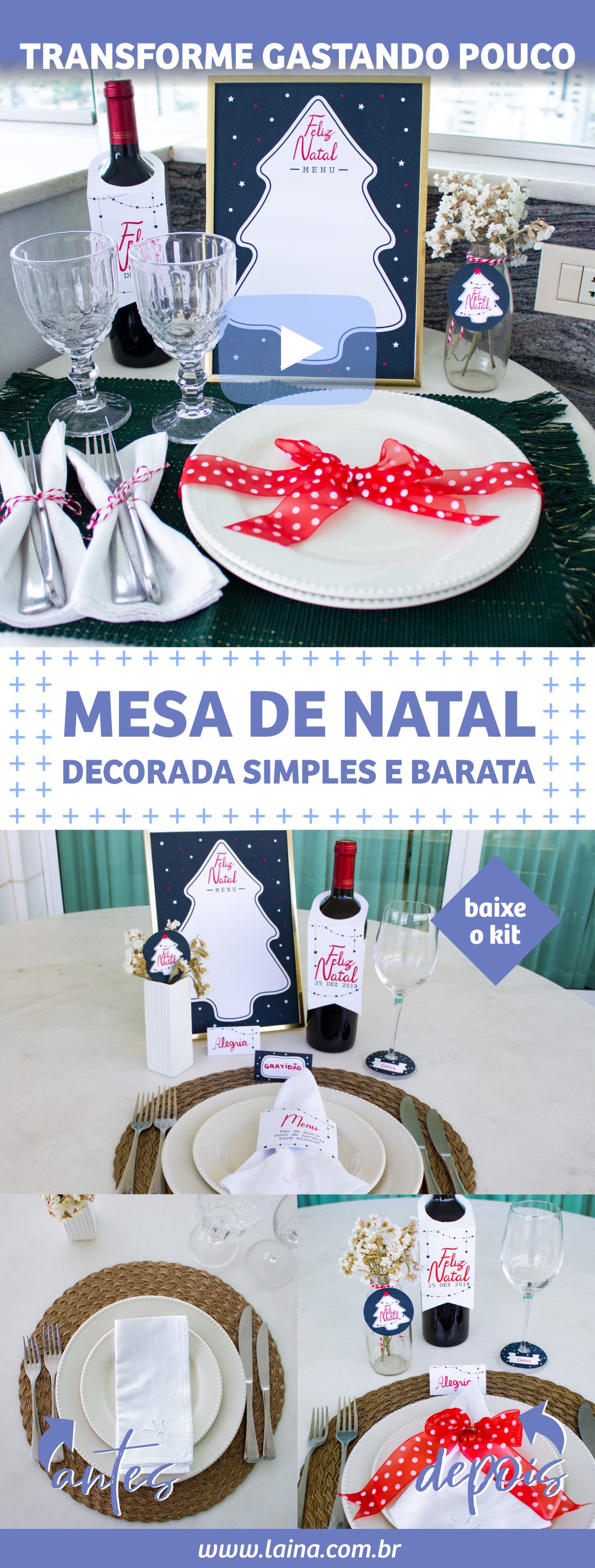 5 ideias de mesa de Natal decorada simples e barata