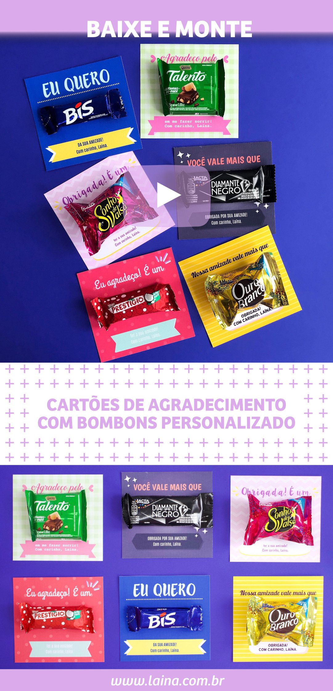 Cartão Bombom: Como fazer um cartão de agradecimento usando bombons?