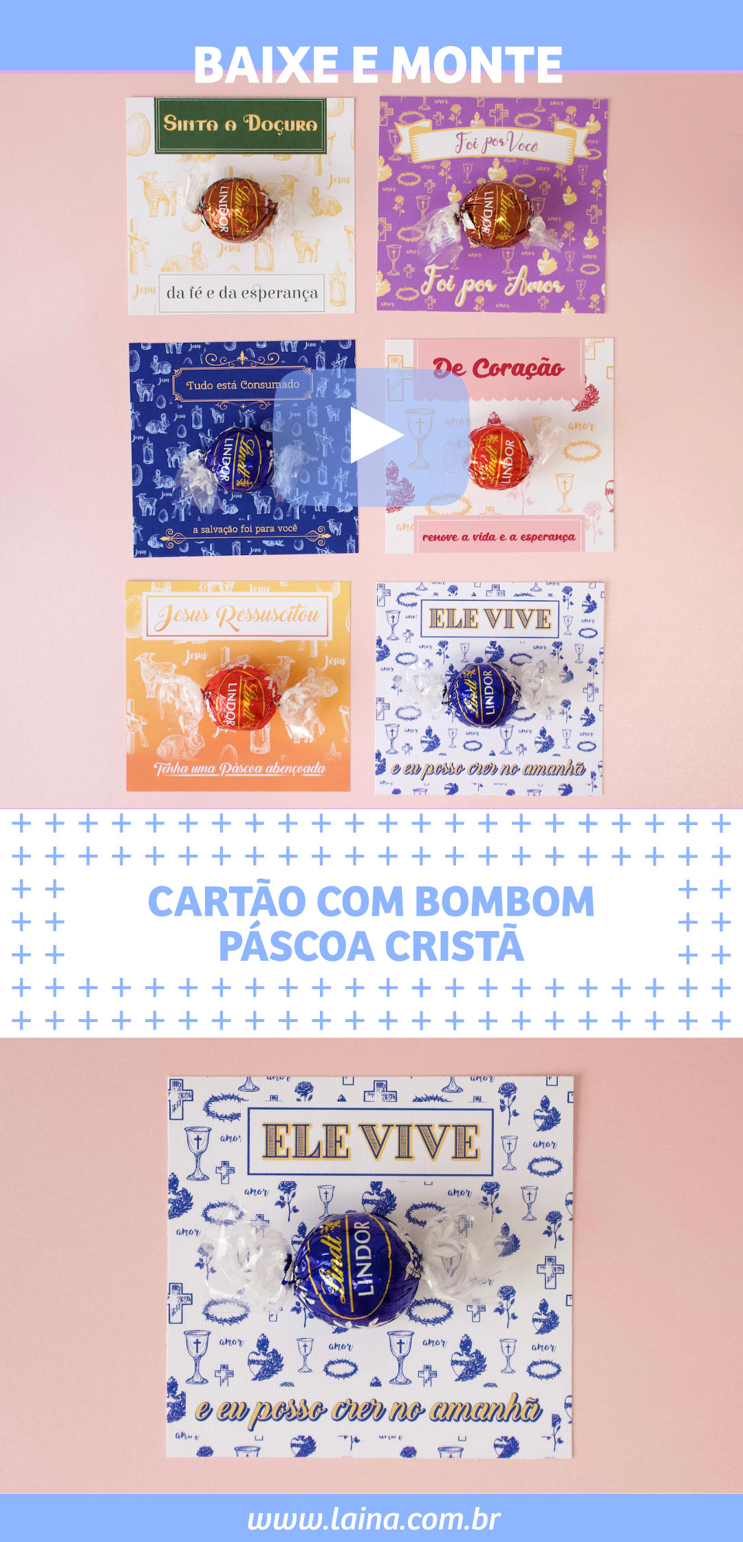 Lembrancinha de Páscoa Cristã - Baixe e monte Cartão com Bombom